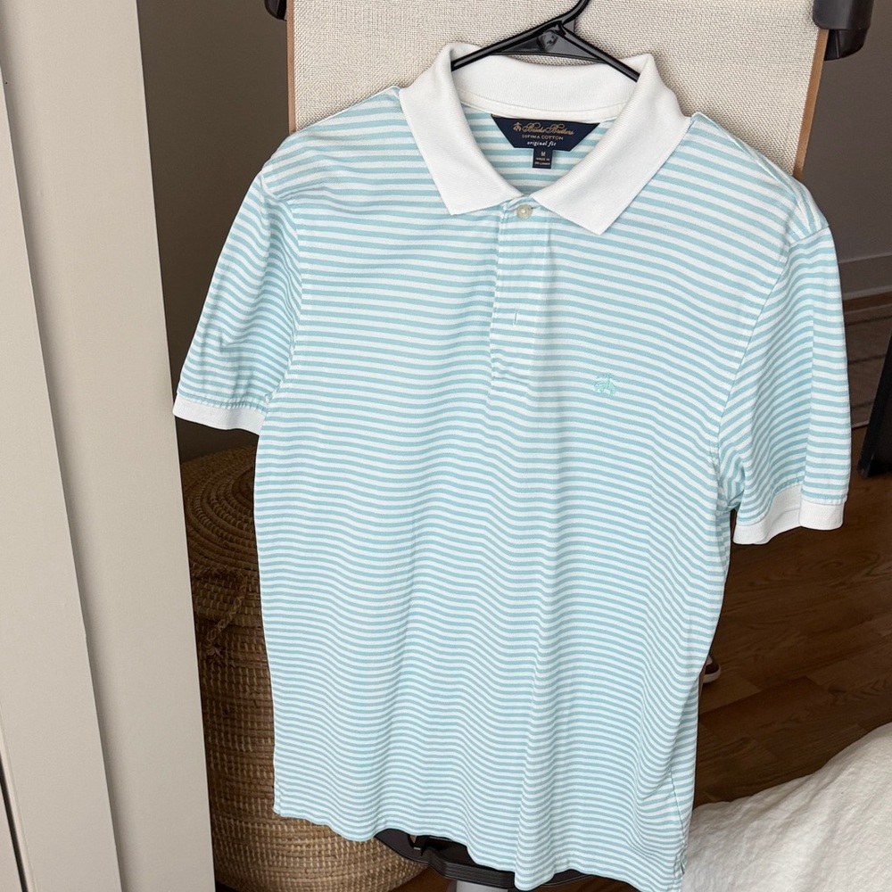 Brooks Brothers Aqua Striped Polo Shirt